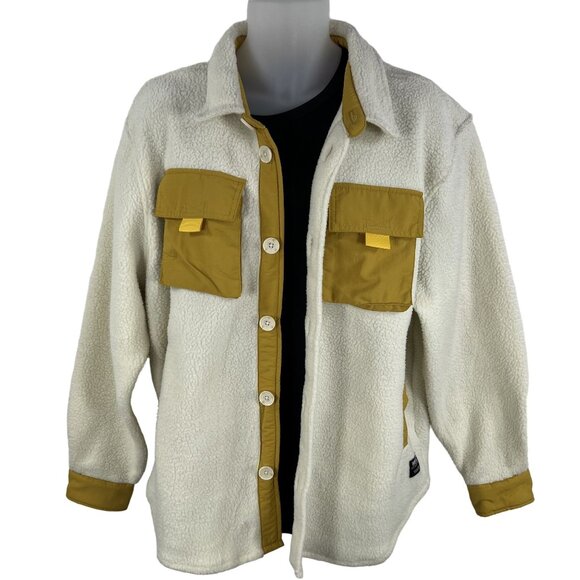 WESC NWT Sweden Sherpa Cargo Shacket Unisex Men XL Women XXL Color Block Jacket - Picture 2 of 16